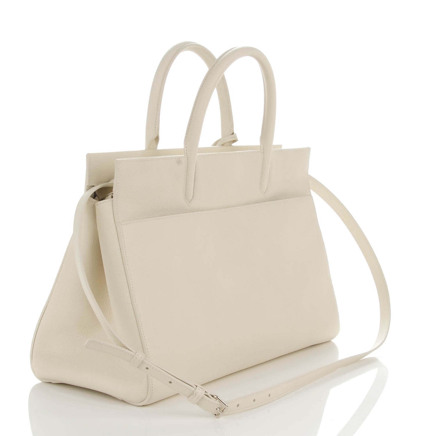 Saint Laurent Grained Calfskin Medium Cabas Rive Gauche Dove White 3 of 8