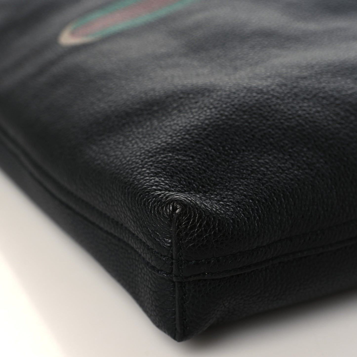 Calfskin Mens Logo Vertical Shopping Tote Black