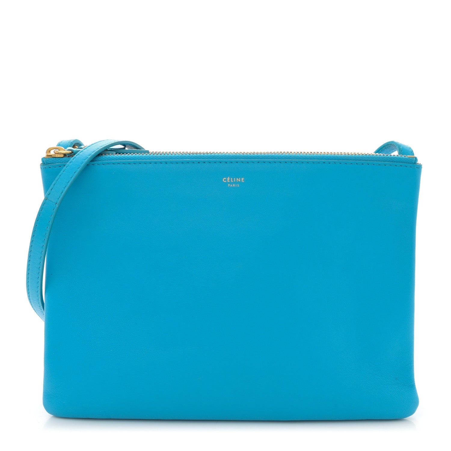 Celine Lambskin Large Trio Crossbody Bag Turquoise 1 of 10