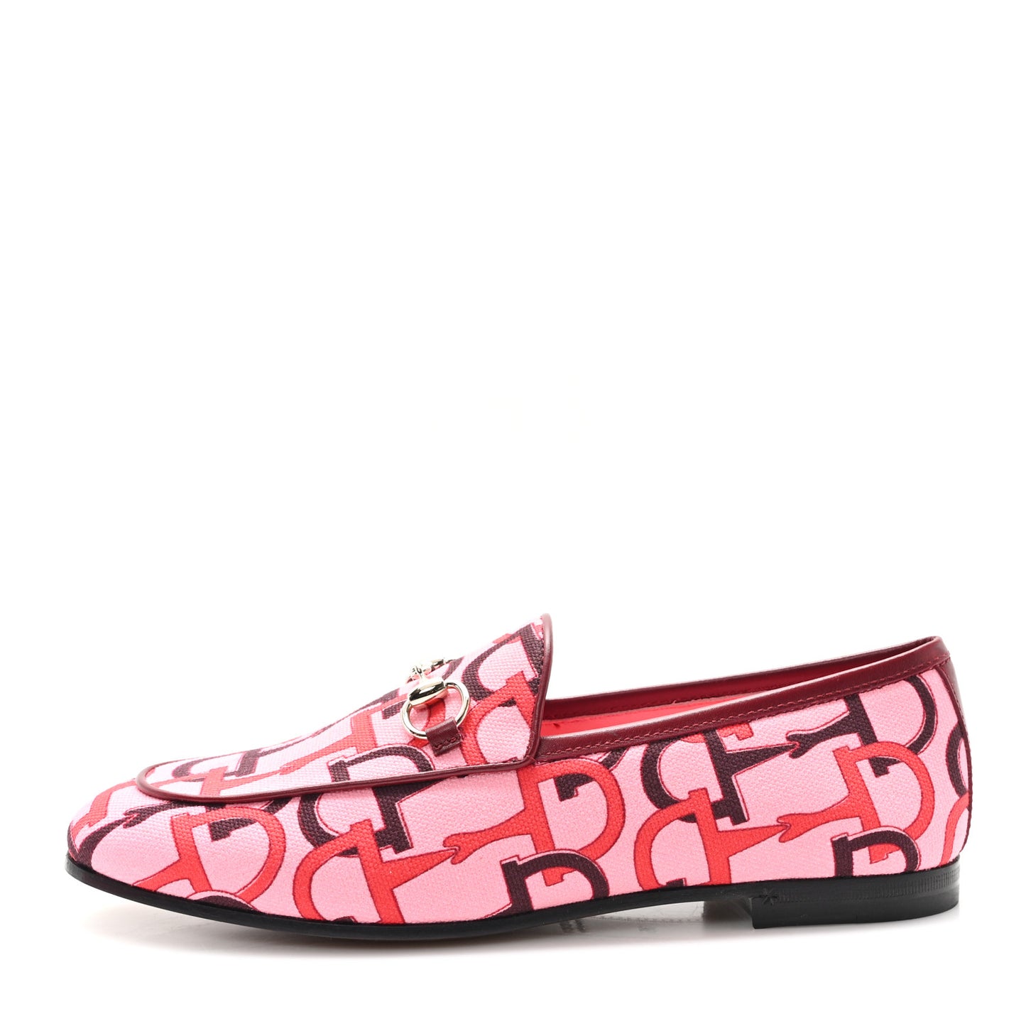Betis Glamour Canvas Horsebit Print Womens Jordaan Loafers 36 Pink Rosso Ancora