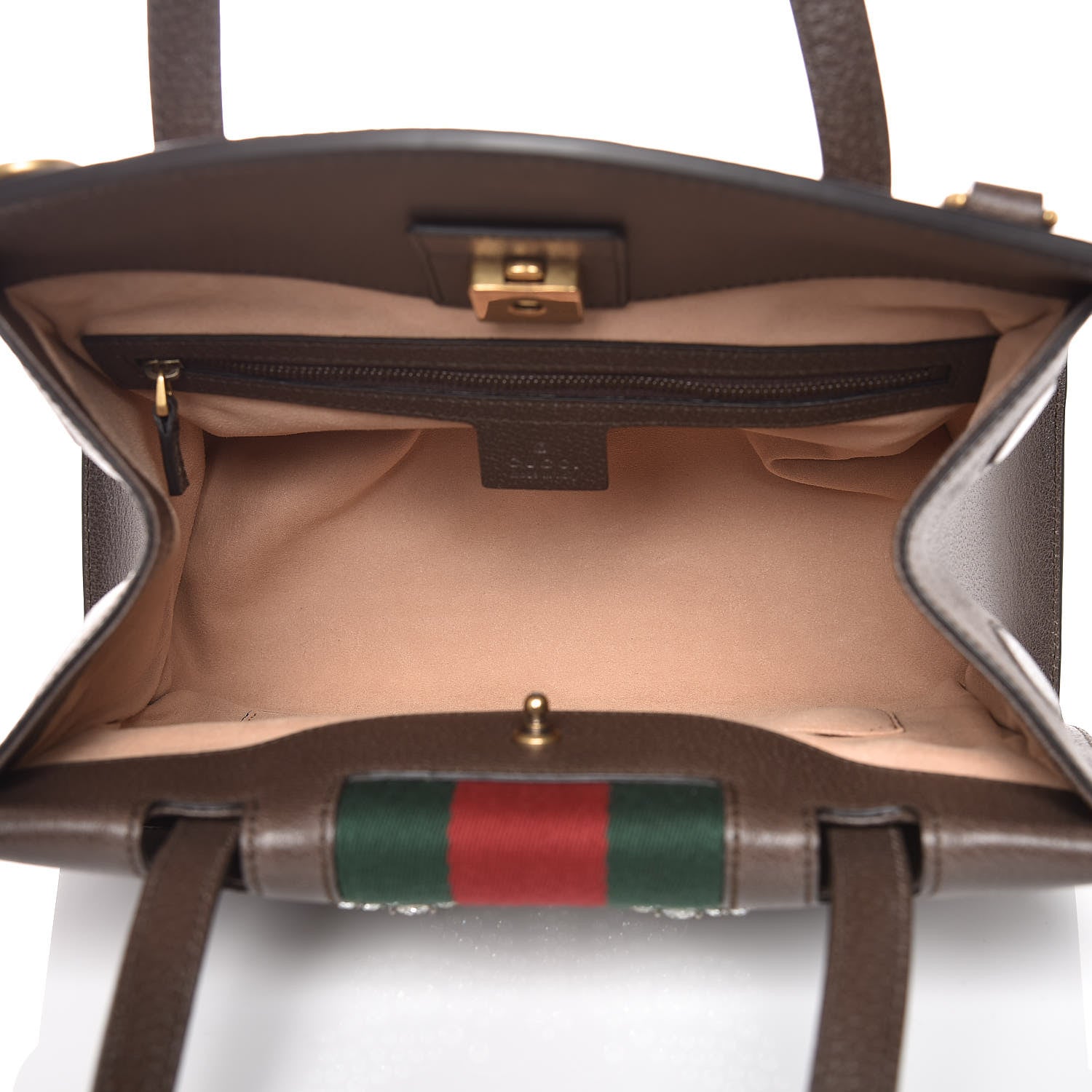 Gucci Textured Calfskin Web Crystal Butterfly Stripe Medium Totem Top Handle Bag New Acero 5 of 7