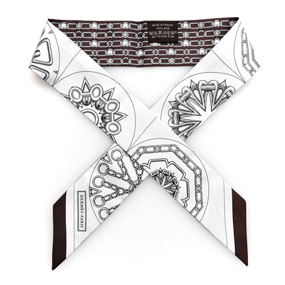 Hermes Silk Effet Kaleidoscope Twilly White Anthracite Marron 1 of 4