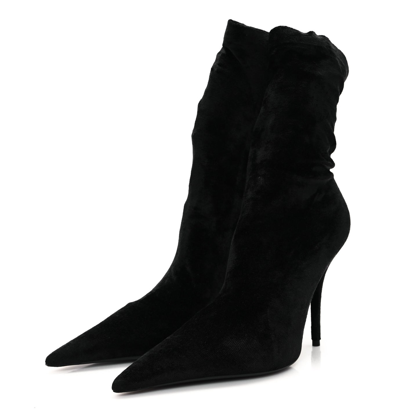 Velvet Spandex Extreme Pointed Toe Knife Ankle Boots 37 Black