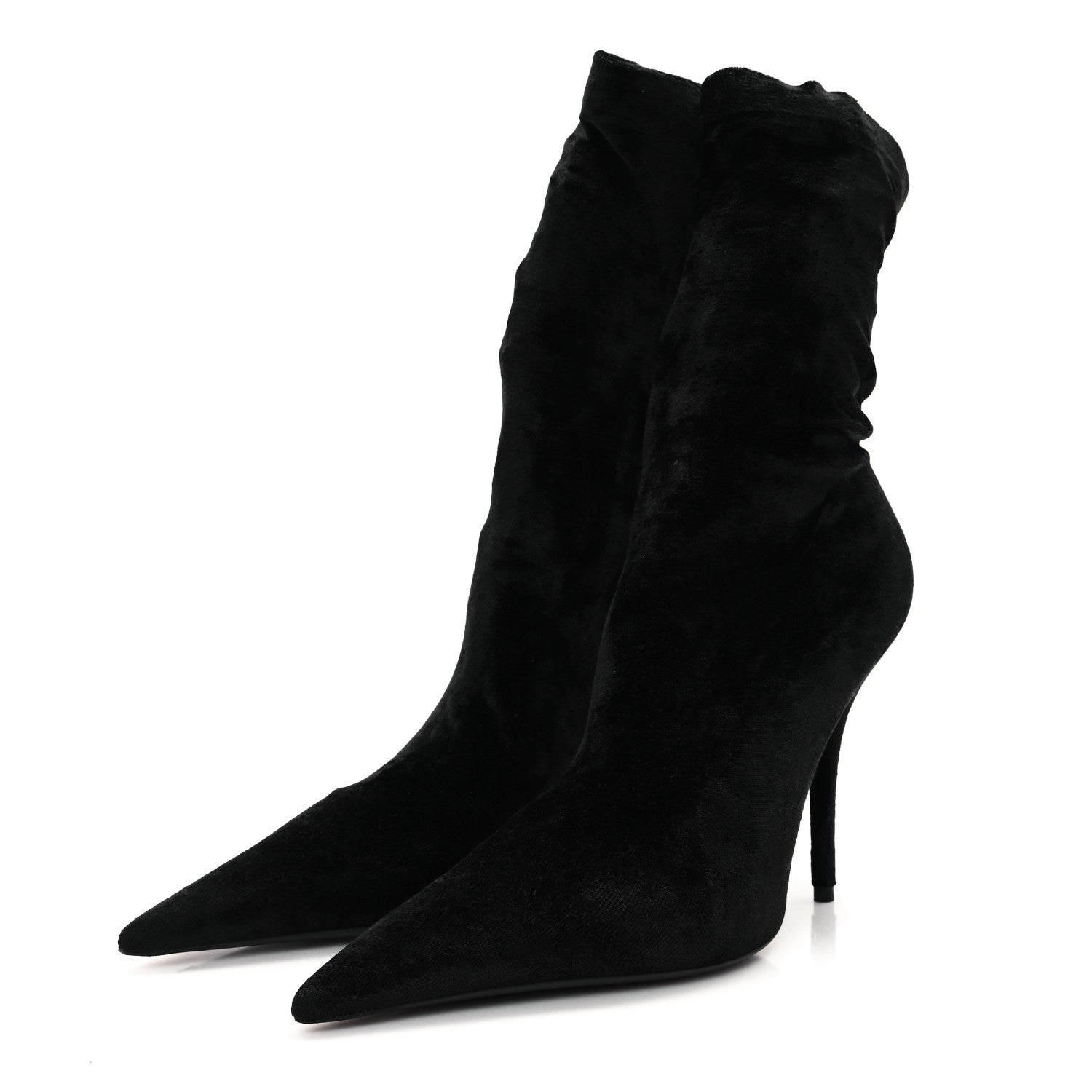 Balenciaga Velvet Spandex Extreme Pointed Toe Knife Ankle Boots 37 Black 4 of 8