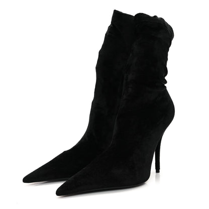 Balenciaga Velvet Spandex Extreme Pointed Toe Knife Ankle Boots 37 Black 4 of 8