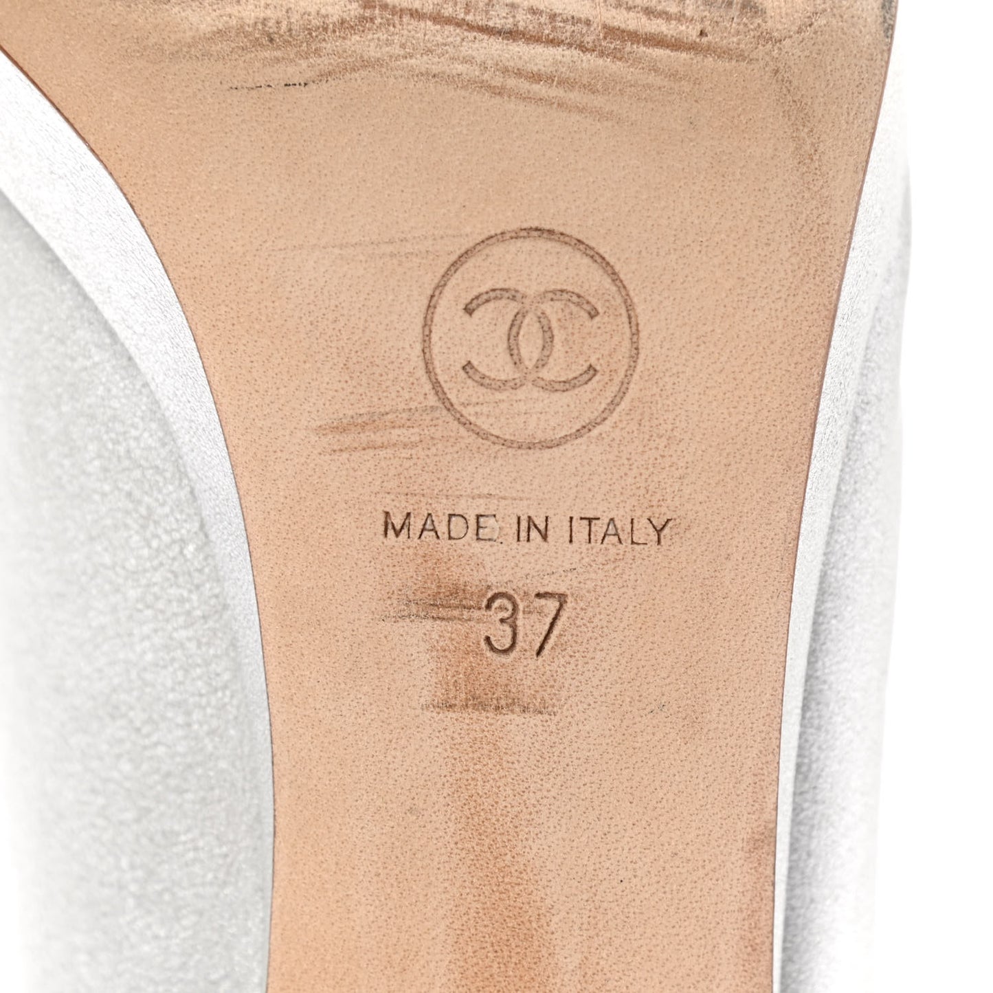 Metallic Calfskin Buffalo Cap Toe CC Pumps 37 Silver Black