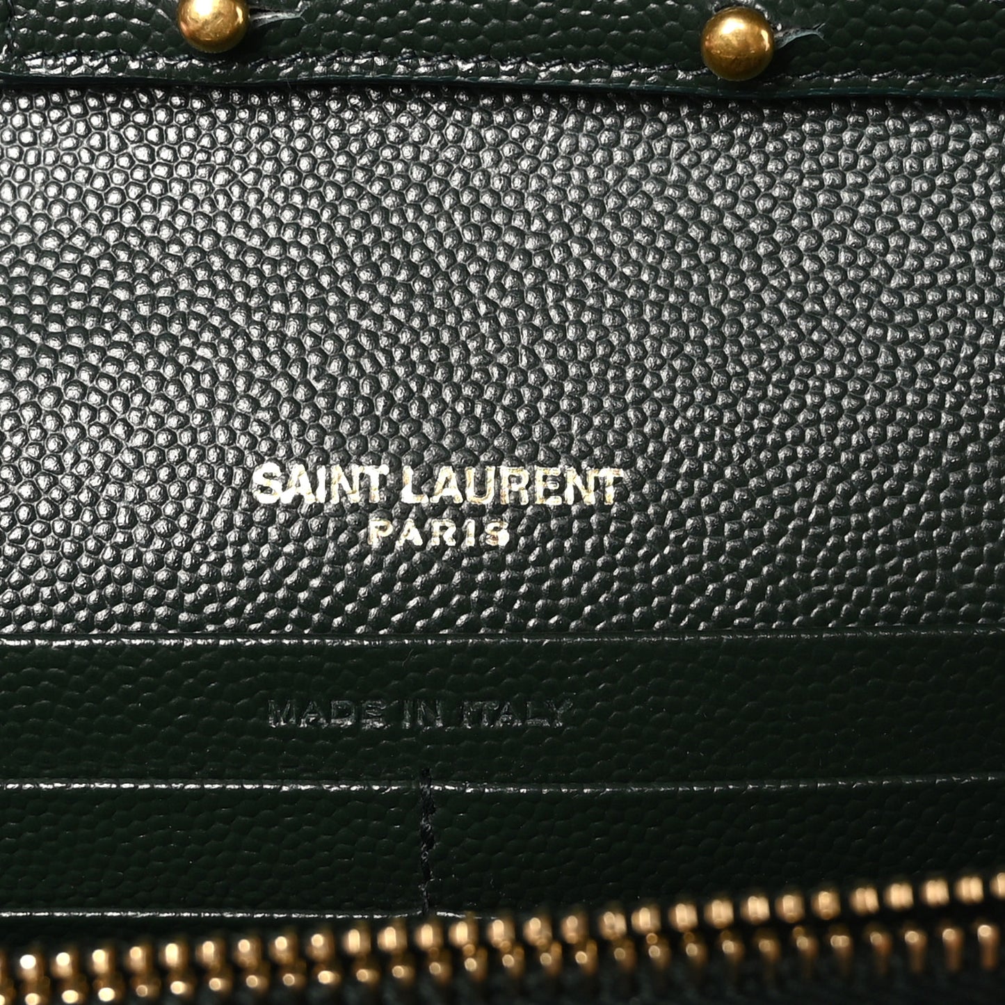 Grain De Poudre Matelasse Chevron Monogram Chain Wallet Vert Fonce