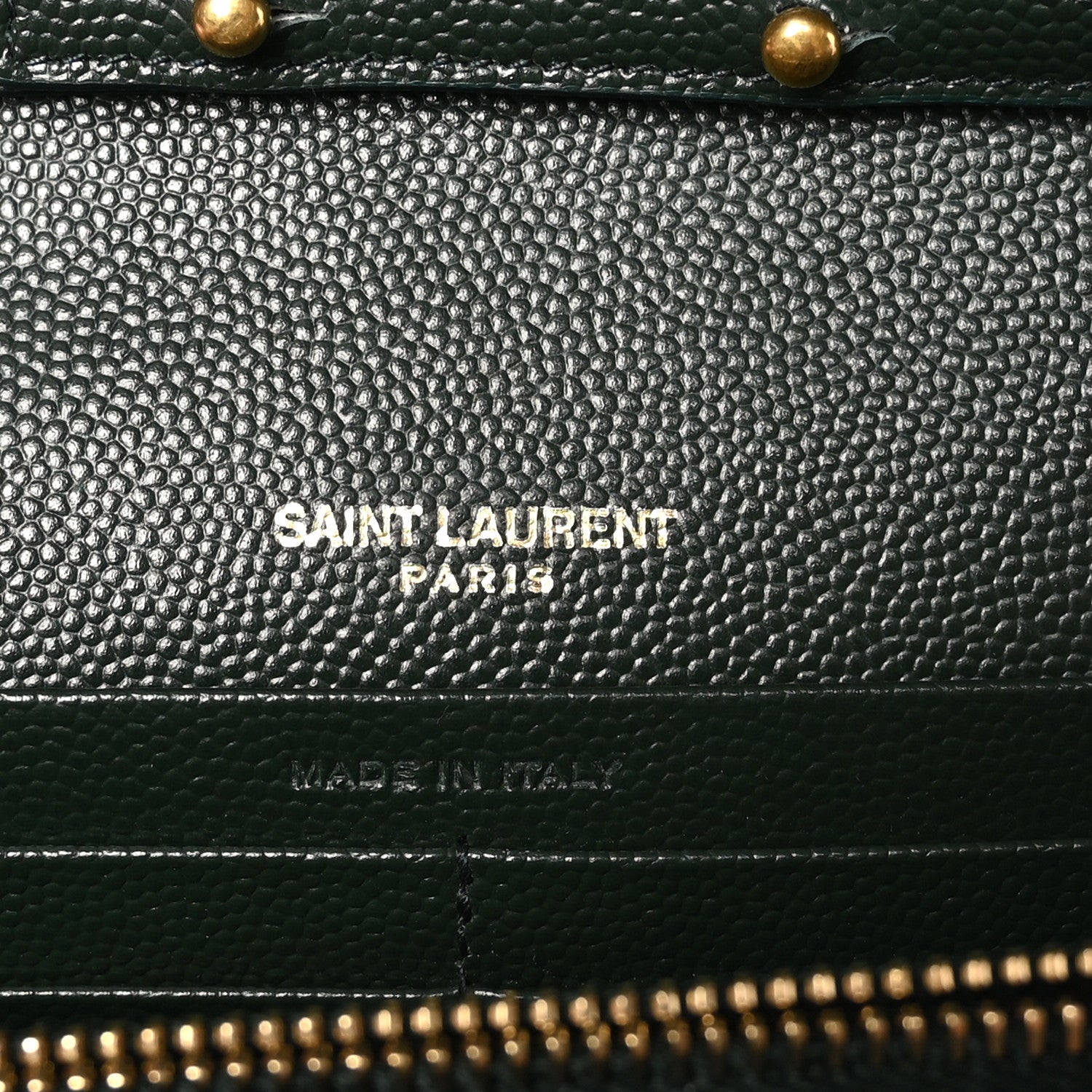 Saint Laurent Grain De Poudre Matelasse Chevron Monogram Chain Wallet Vert Fonce 7 of 11