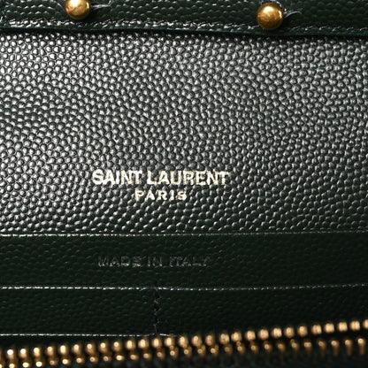 Saint Laurent Grain De Poudre Matelasse Chevron Monogram Chain Wallet Vert Fonce 7 of 11