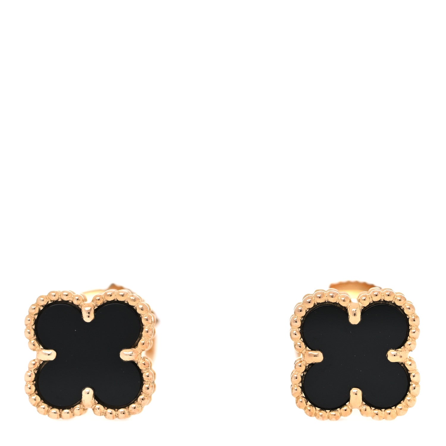 Van Cleef & Arpels 18K Yellow Gold Black Onyx Sweet Alhambra Earrings 1 of 7