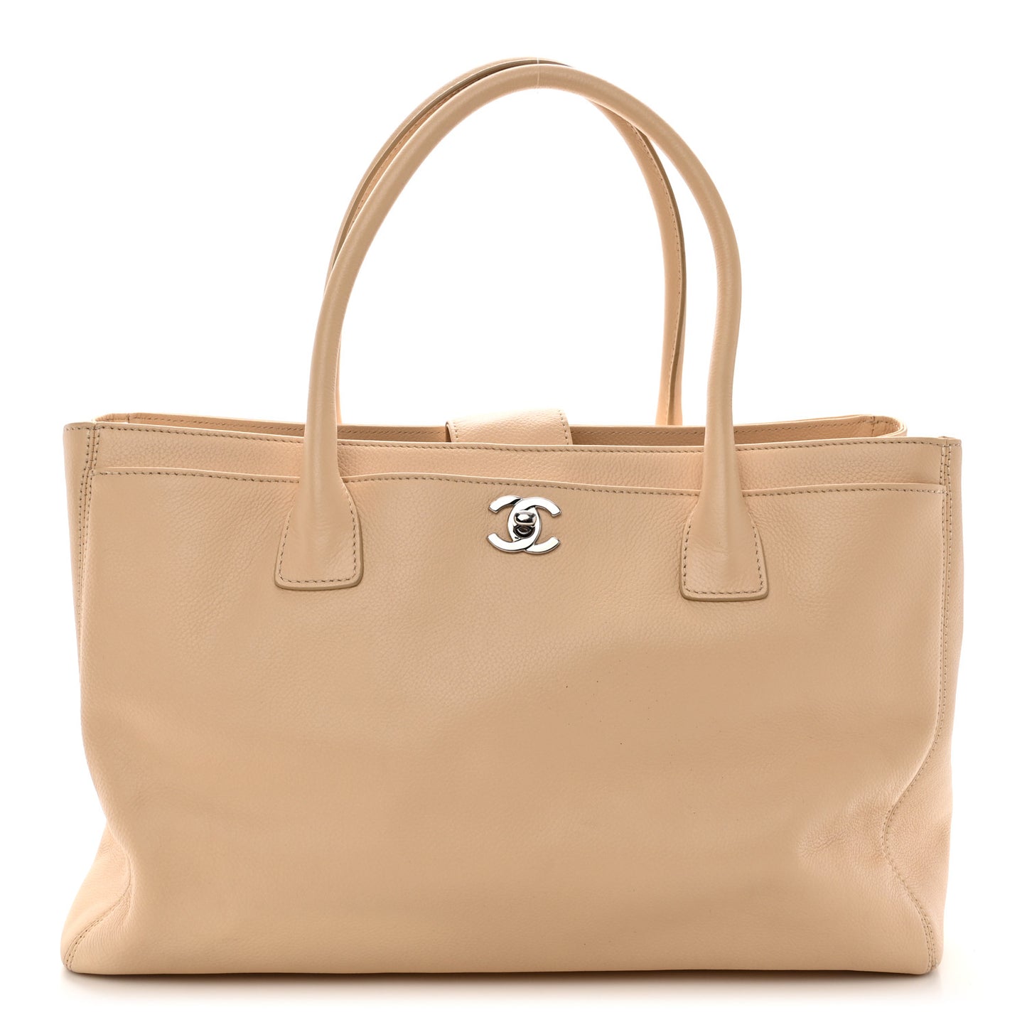 Calfskin Cerf Executive Shopper Tote Beige