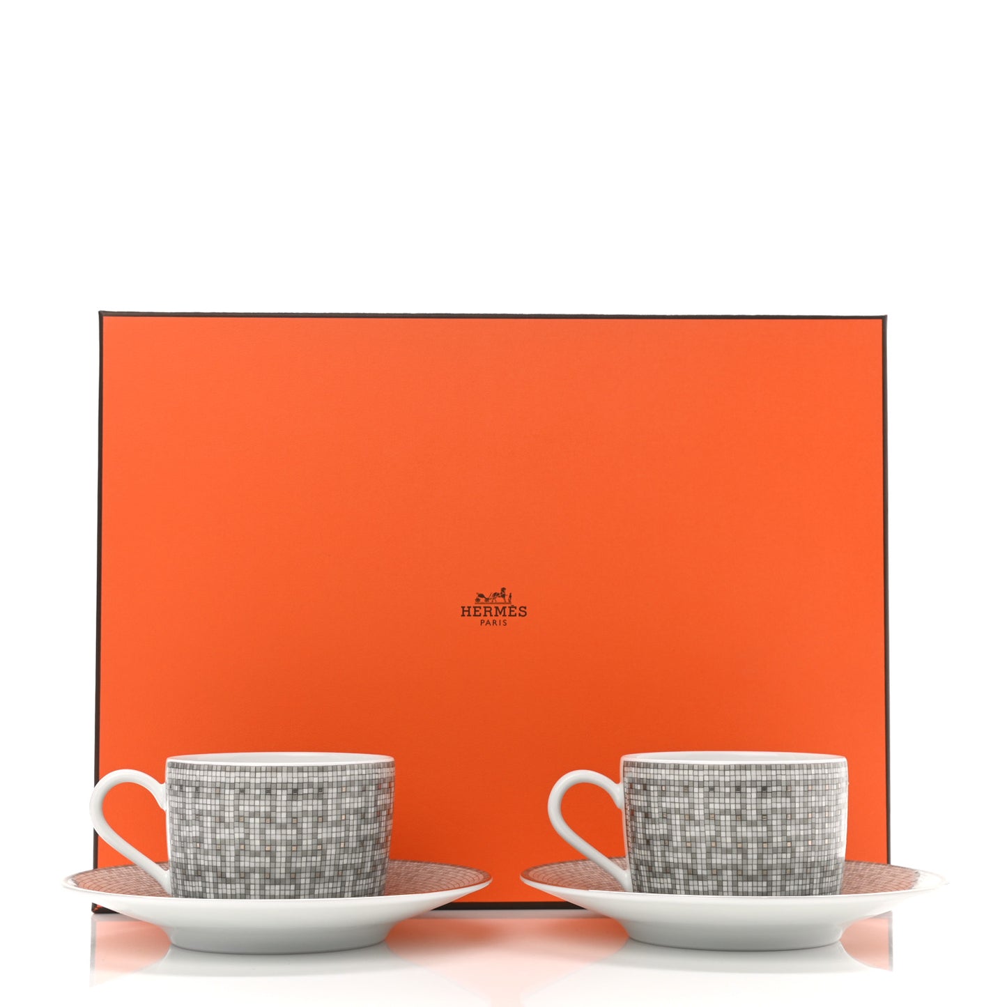 Porcelain Mosaique Au 24 Platine Tea Cup And Saucer Set Of 2 Platinum