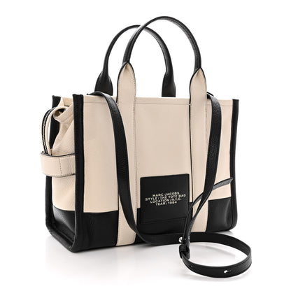 Marc Jacobs Grained Calfskin Small The Tote Bag Ivory Black 3 of 12