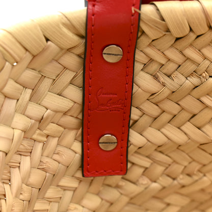 Christian Louboutin Woven Straw Loubishore Tote Red 6 of 11