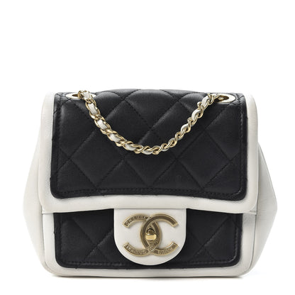 Chanel Lambskin Quilted Graphic Mini Flap Bag Black White 1 of 9