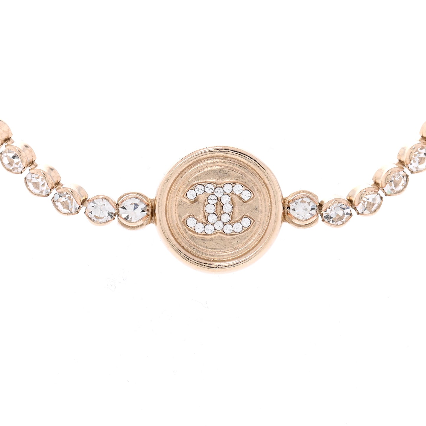 Crystal CC Chain Short Necklace Gold