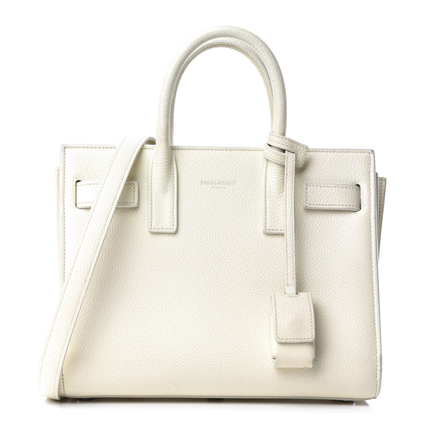 Grained Calfskin Nano Sac de Jour Dove White