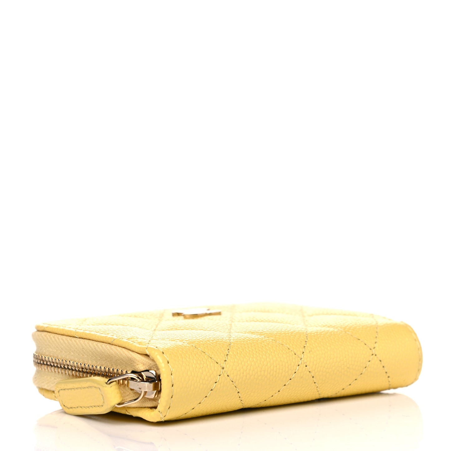 Caviar Quilted Zip Card Holder Yellow