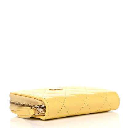Chanel Caviar Quilted Zip Card Holder Yellow 3 of 4