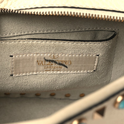 Valentino Garavani Grained Calfskin Turquoise Rockstud Rolling Camera Crossbody Bag Ivory 6 of 9