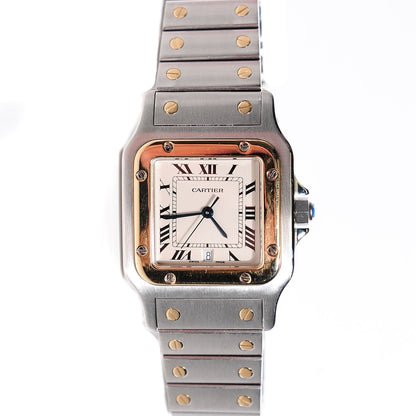 Cartier Stainless Steel 18K Yellow Gold 29mm Santos De Galbee Quartz Watch 8 of 15