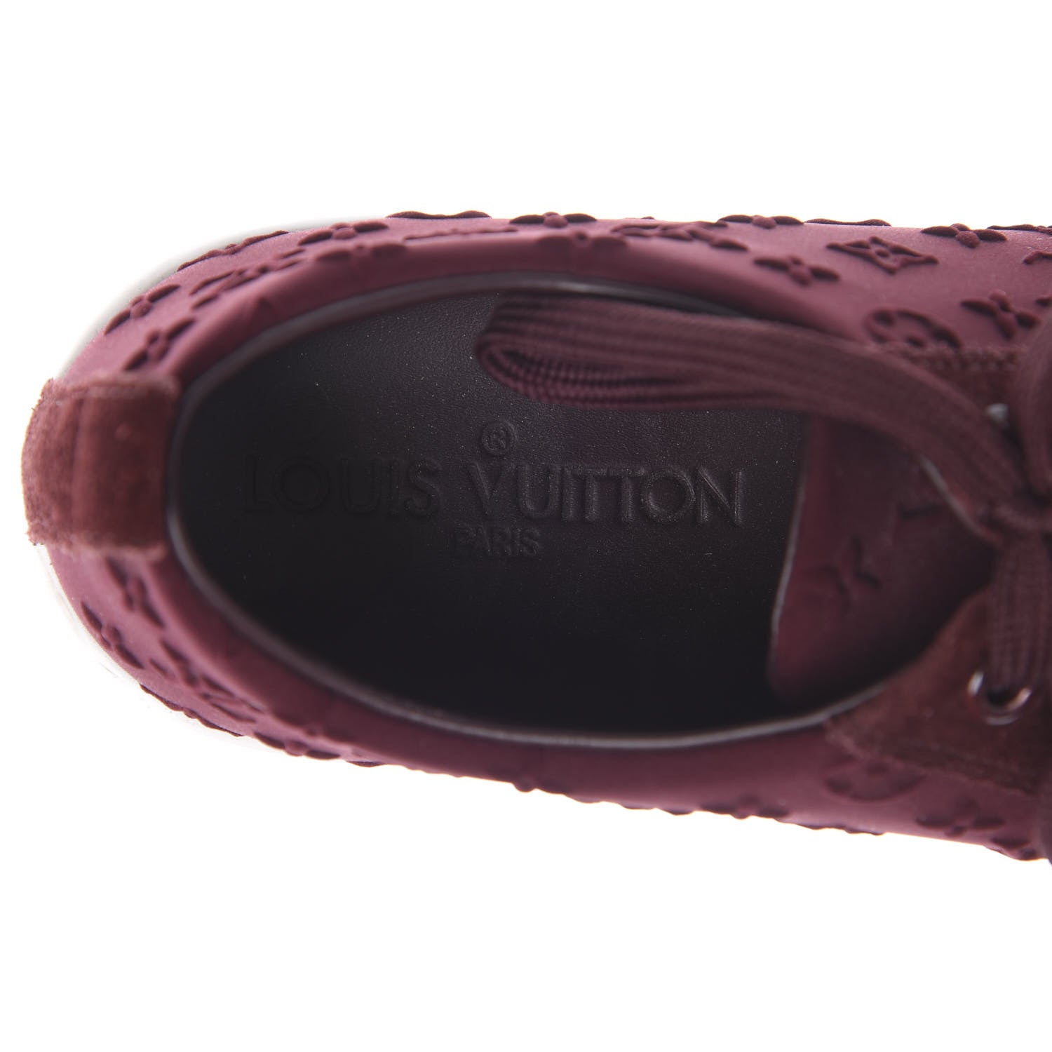 Louis Vuitton Neoprene Suede Embossed Monogram Stellar Low Top Sneakers 35.5 Burgundy 8 of 10
