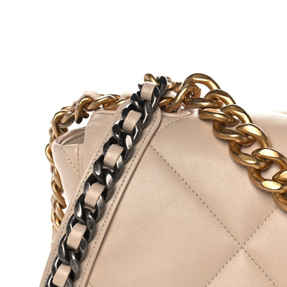 Chanel Lambskin Quilted Large Chanel 19 Flap Beige 10 of 12