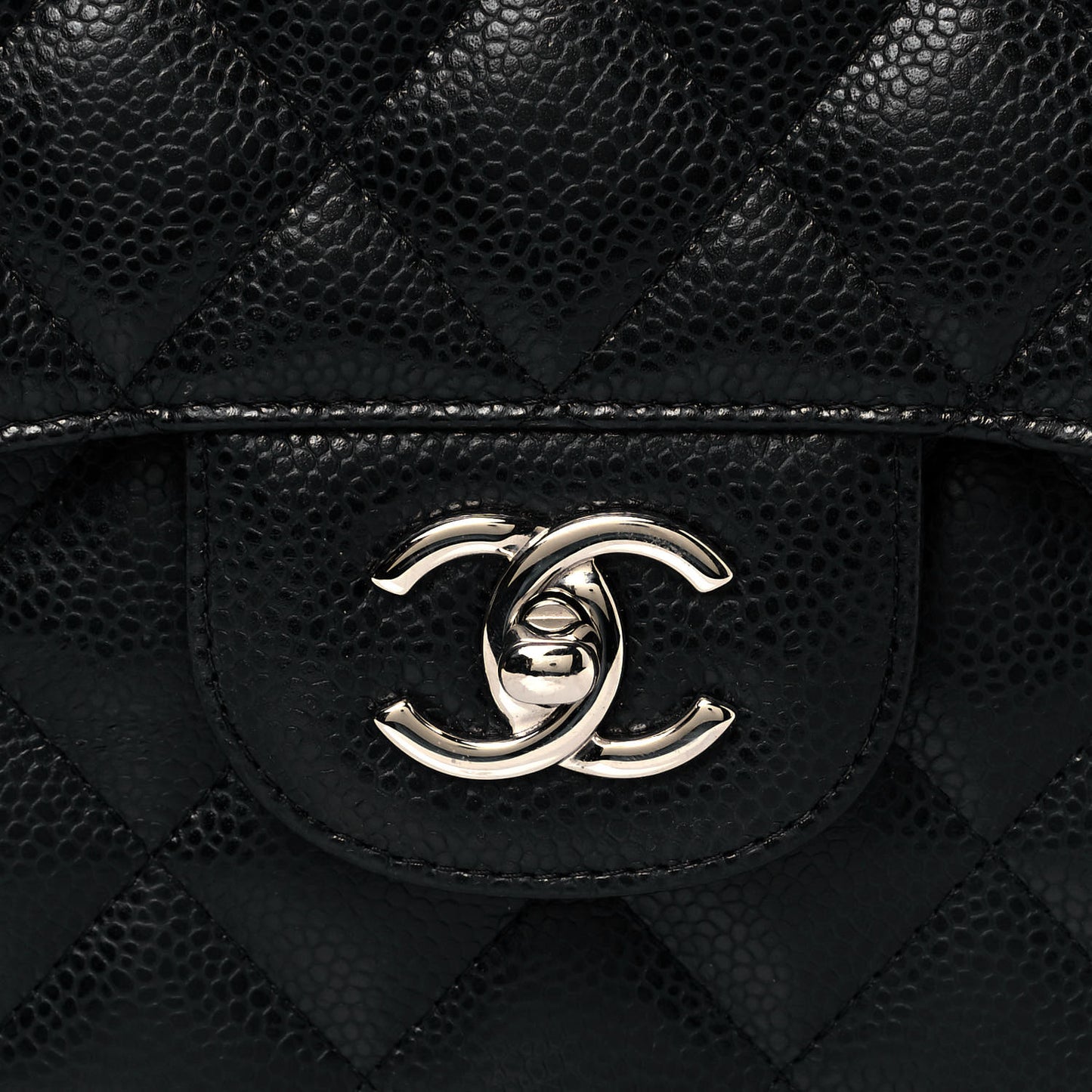 Caviar Quilted Jumbo Double Flap Black