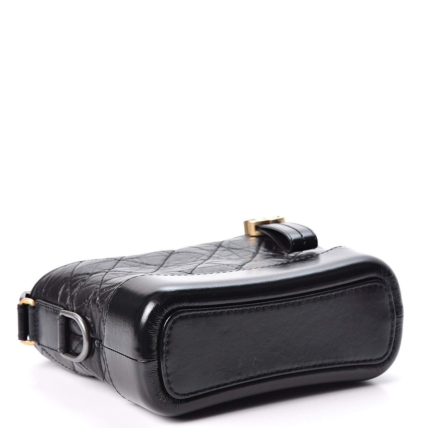 Aged Calfskin Quilted Small Gabrielle Hobo Black