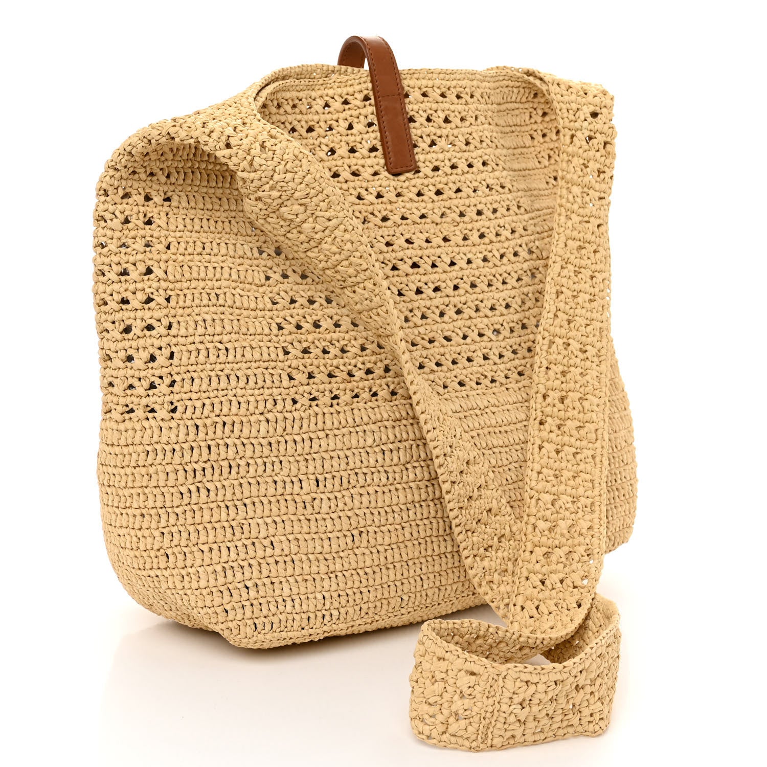 Saint Laurent SAINT LAURENT Raffia Monogram Le 5 A 7 Hobo Natural 3 of 9