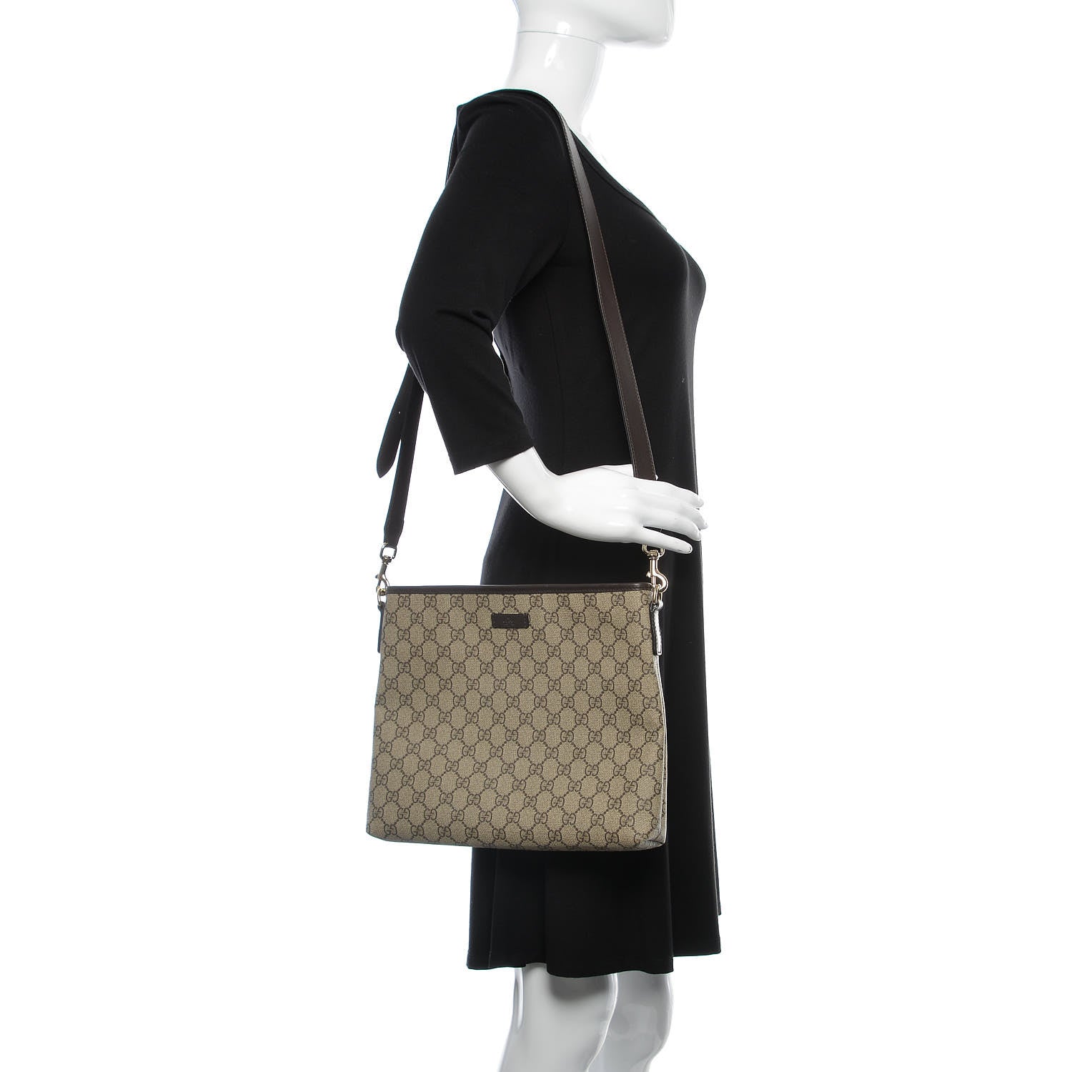 Gucci GG Plus Monogram Medium Flat Messenger Bag Dark Brown 2 of 9