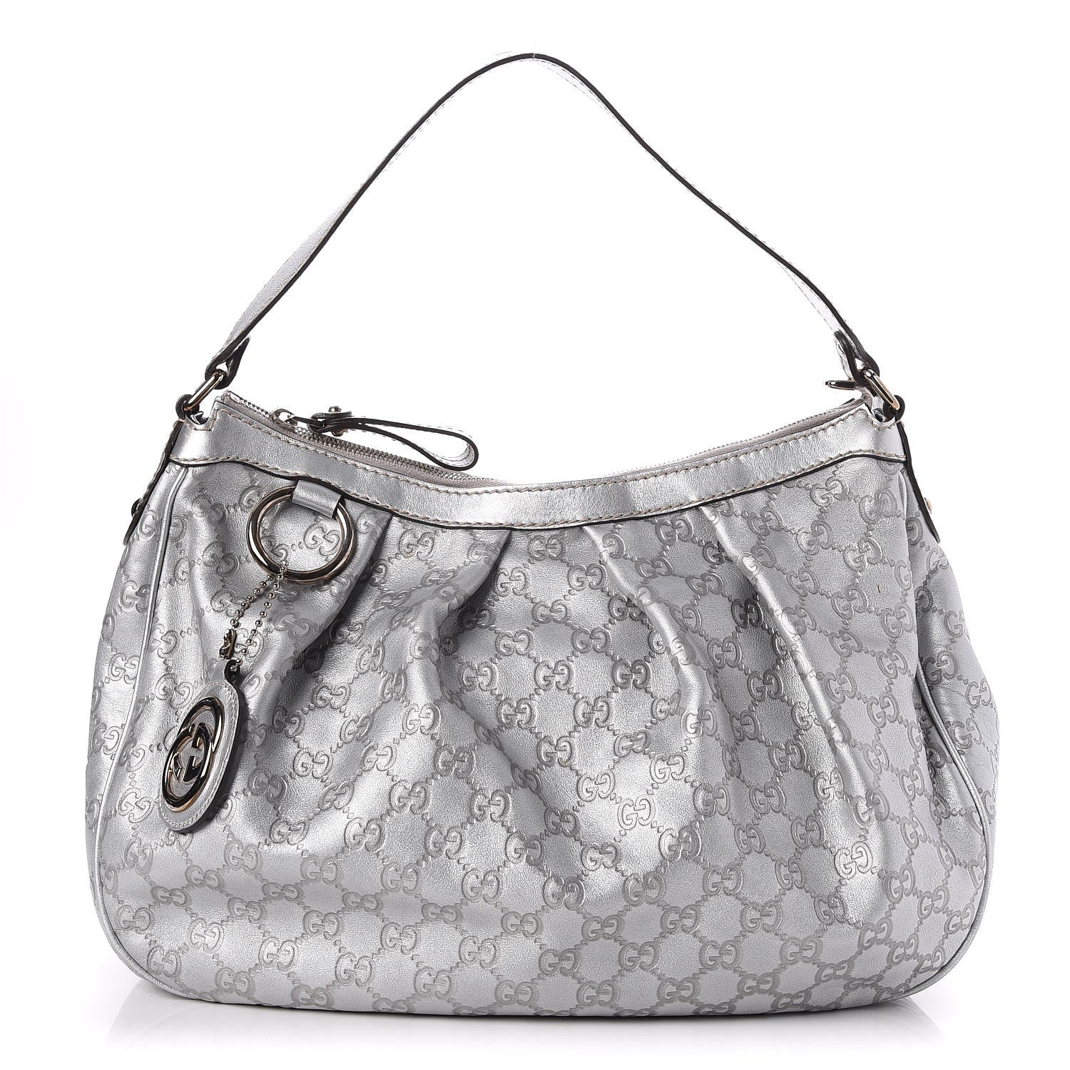Gucci Metallic Guccissima Medium Sukey Hobo Silver 1 of 7
