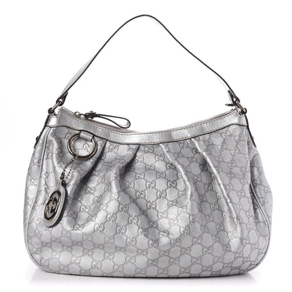Gucci Metallic Guccissima Medium Sukey Hobo Silver 1 of 7