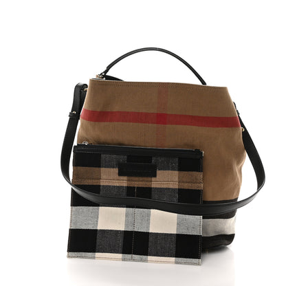 Burberry Canvas Mega Check Medium Ashby Hobo Black 3 of 11