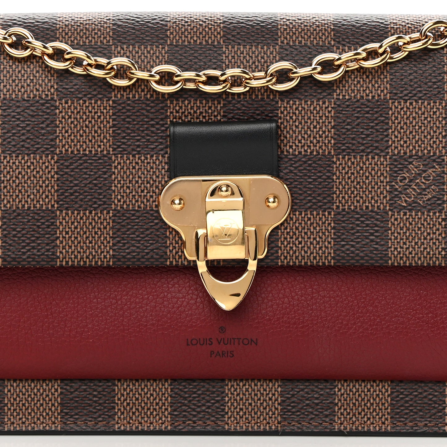 Damier Ebene Vavin Chain Wallet Red