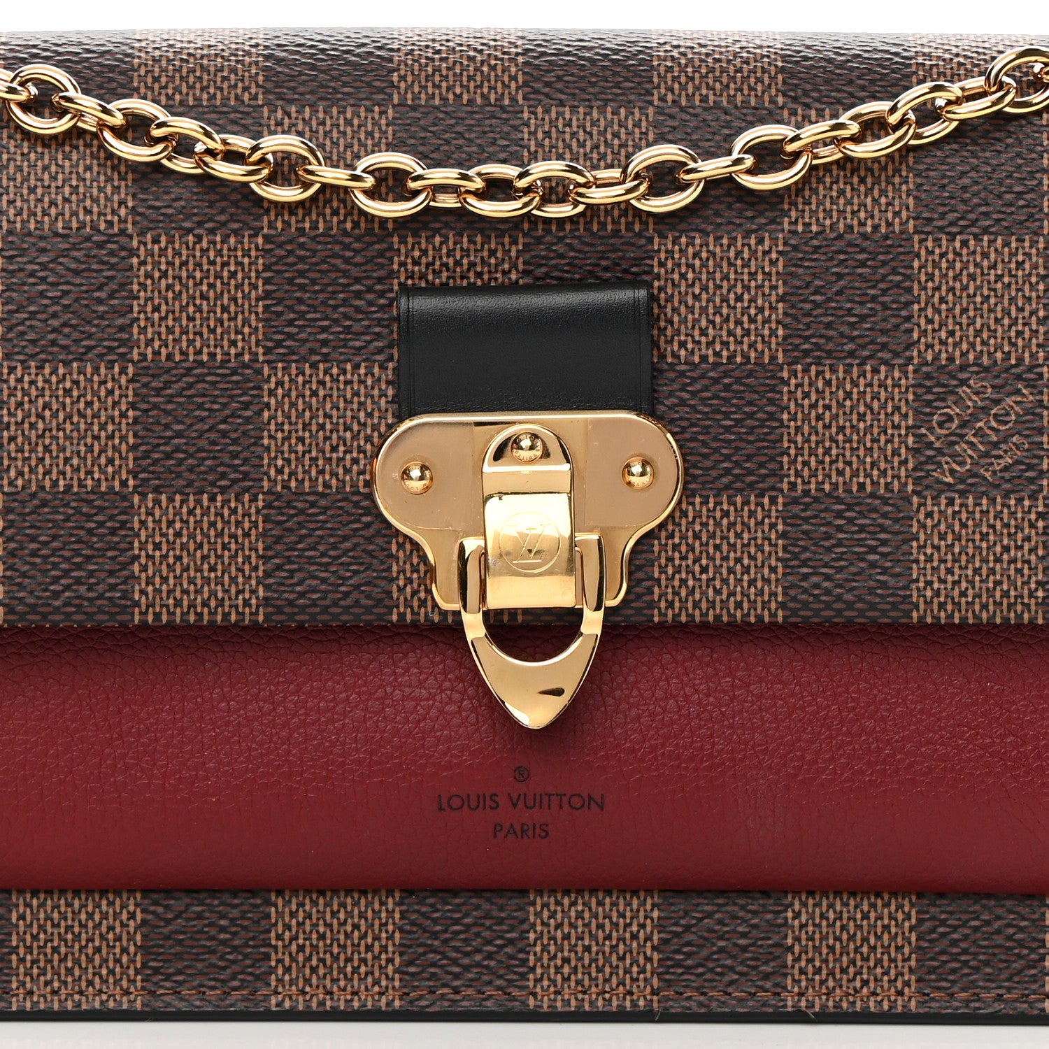 Louis Vuitton Damier Ebene Vavin Chain Wallet Red 11 of 14