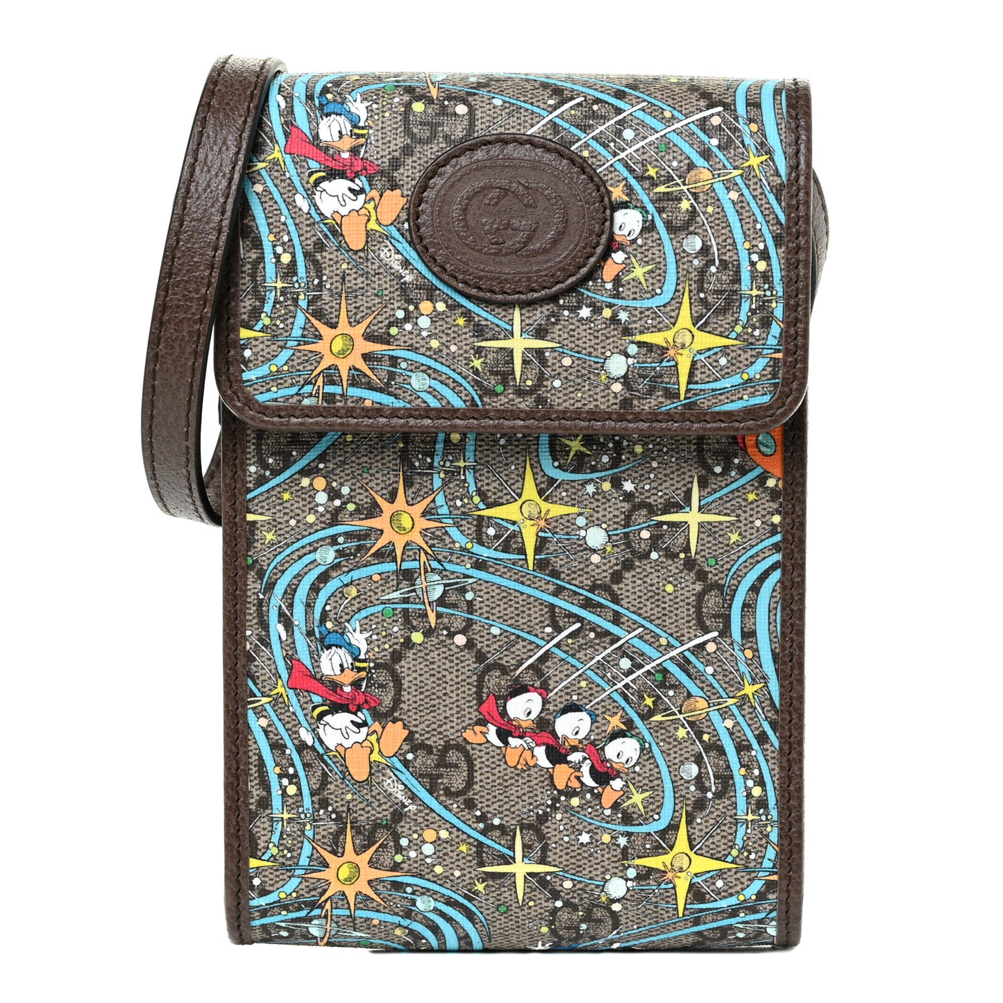 X DISNEY GG Supreme Monogram Donald Duck Mini Interlocking G Crossbody Bag Beige Multicolor New Acero