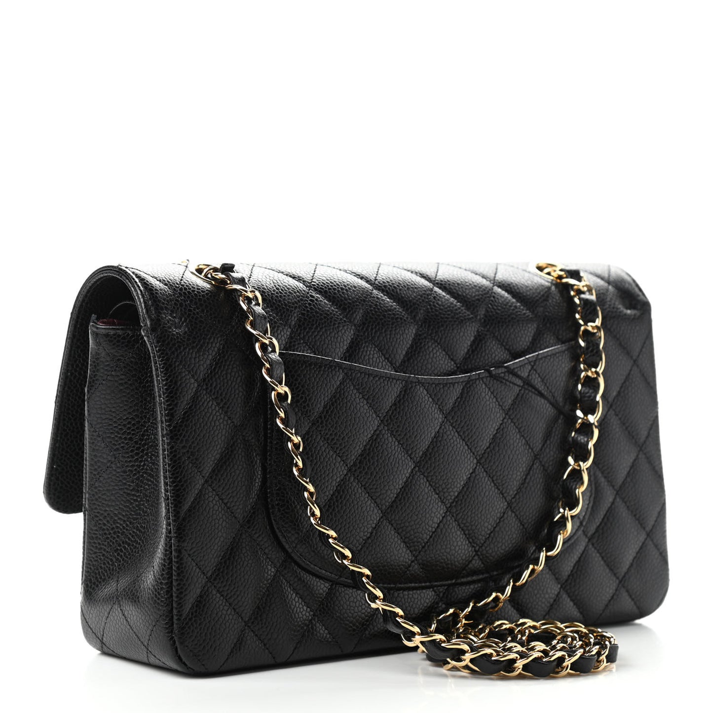 Caviar Quilted Medium Double Flap Black