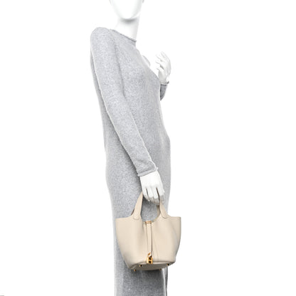 Hermes Taurillon Clemence Picotin Lock 18 PM Beton 2 of 10