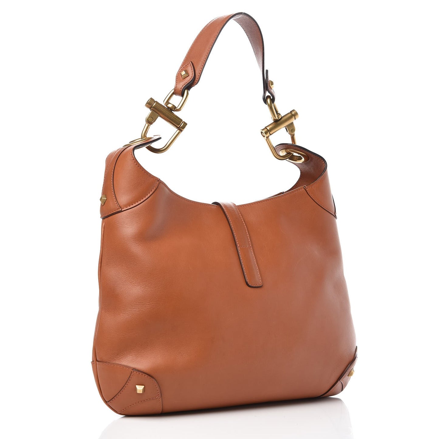 Calfskin Piston Lock Jackie O Hobo Tan