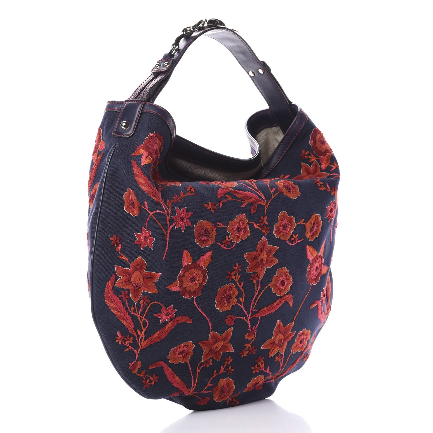 Canvas Embroidered Wave Hobo Blue Red