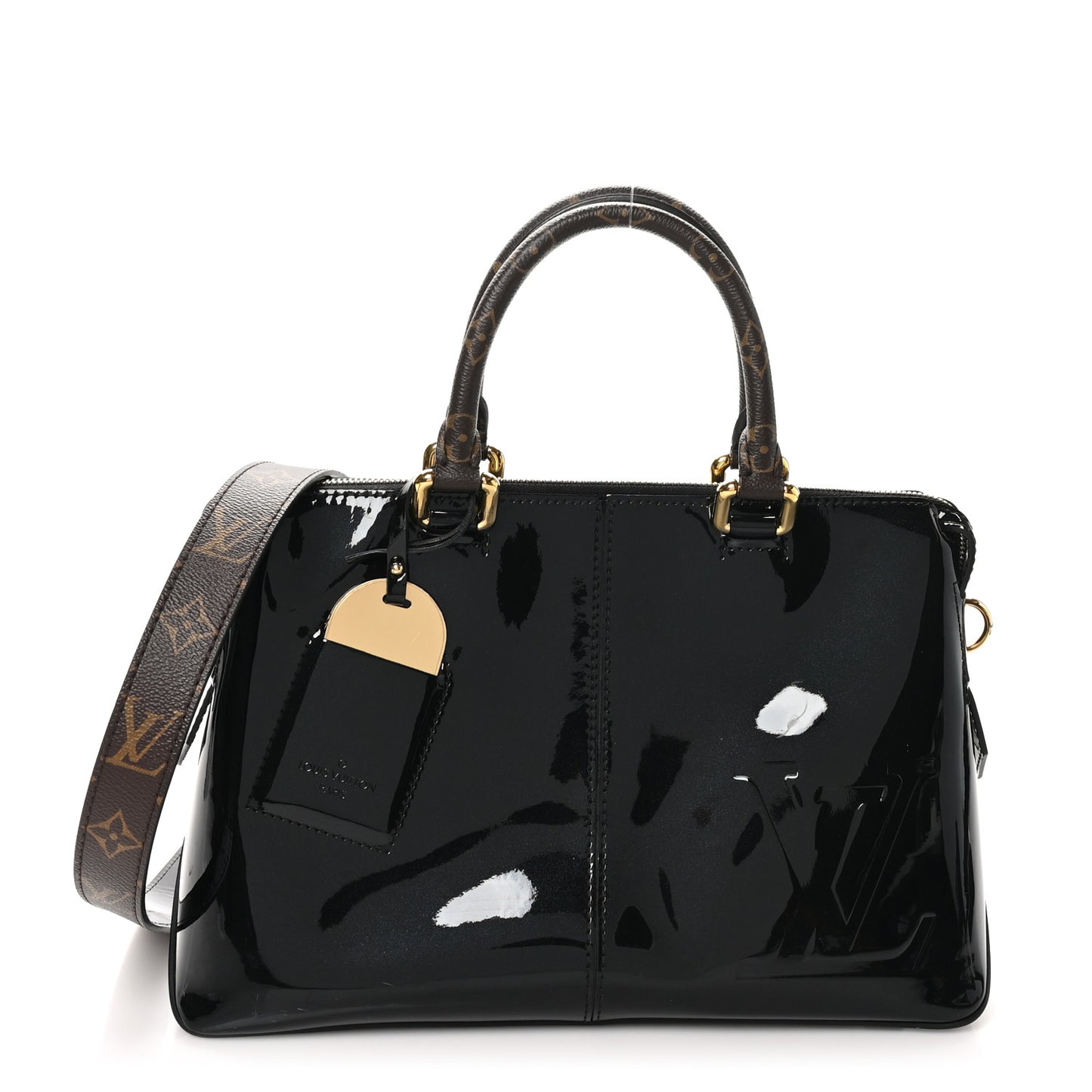 Patent Calfskin Miroir Tote Black