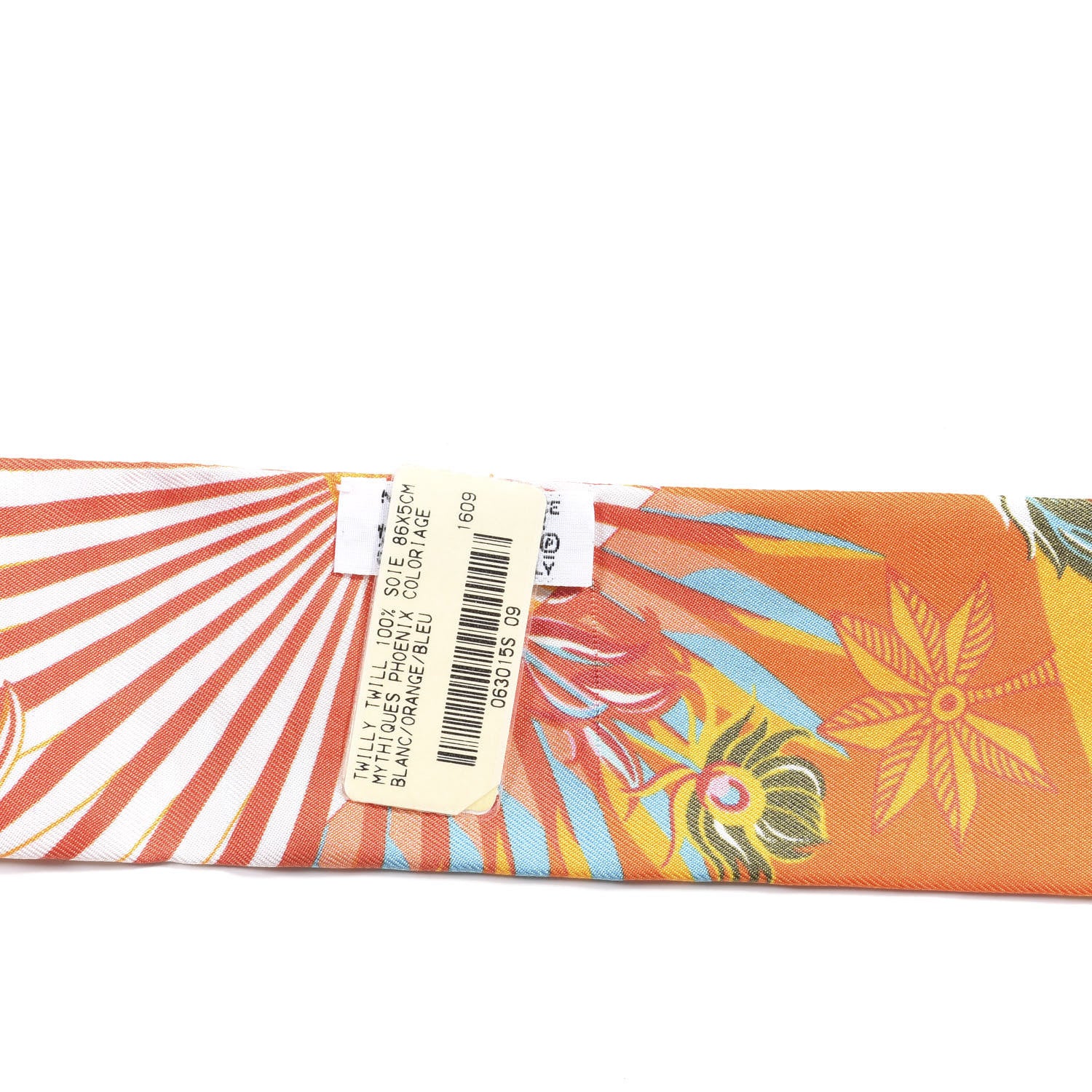 Hermes Silk Mythiques Phoenix Coloriages Twilly Blanc Orange Bleu 2 of 5