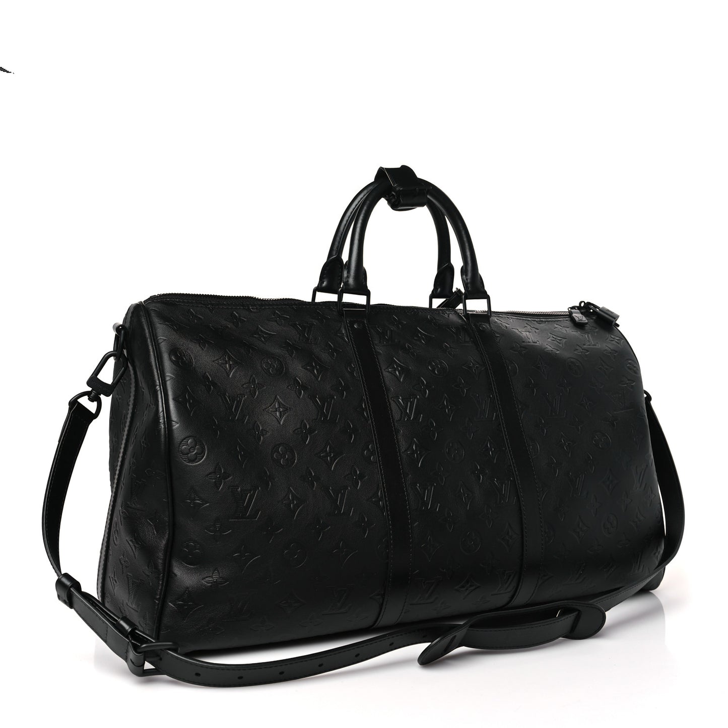 Calfskin Shadow Monogram Keepall Bandouliere 50 Black