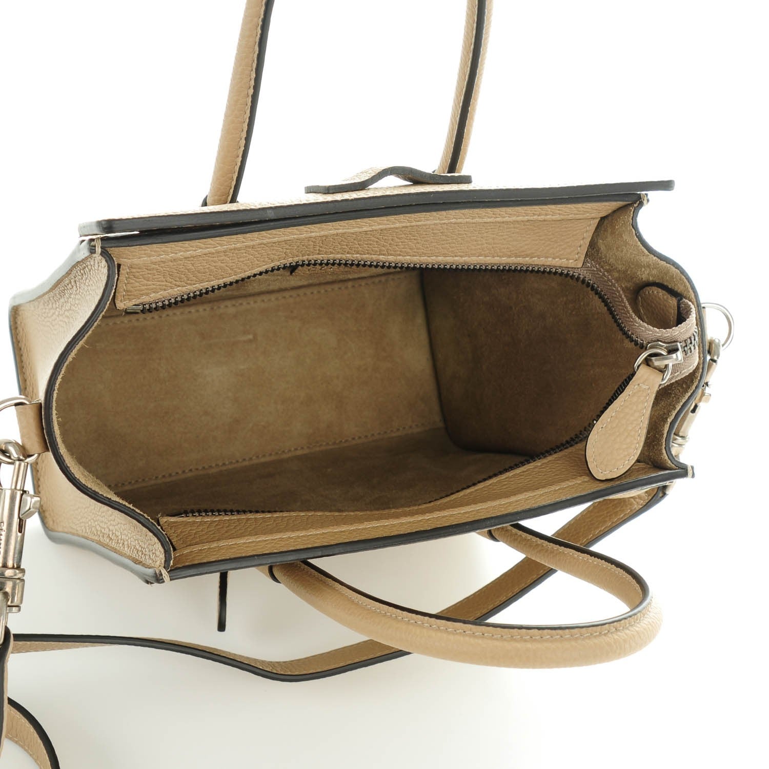 Celine Drummed Calfskin Nano Luggage Dune 5 of 7