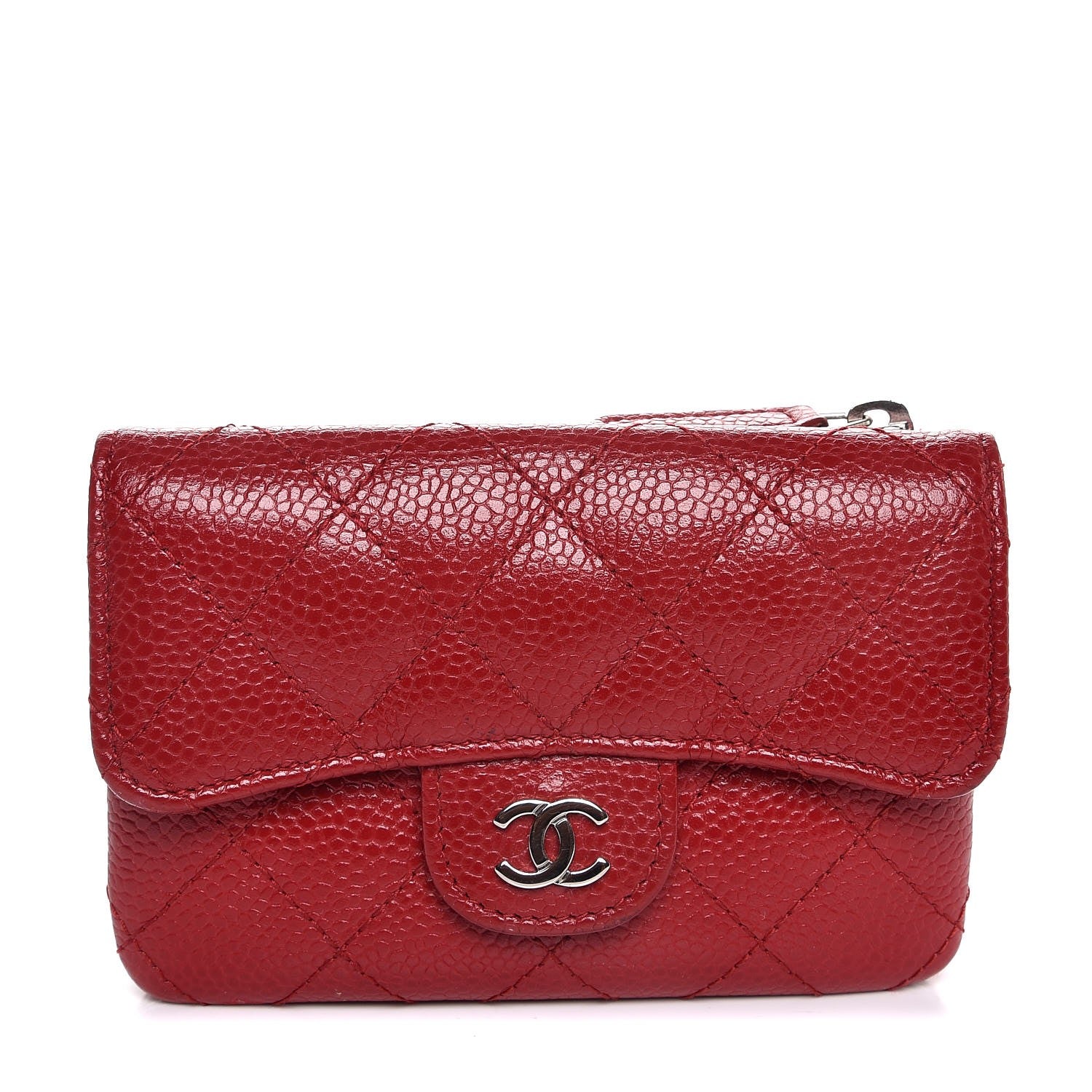 Chanel Caviar Quilted Coin Purse Dark Red 1 of 10