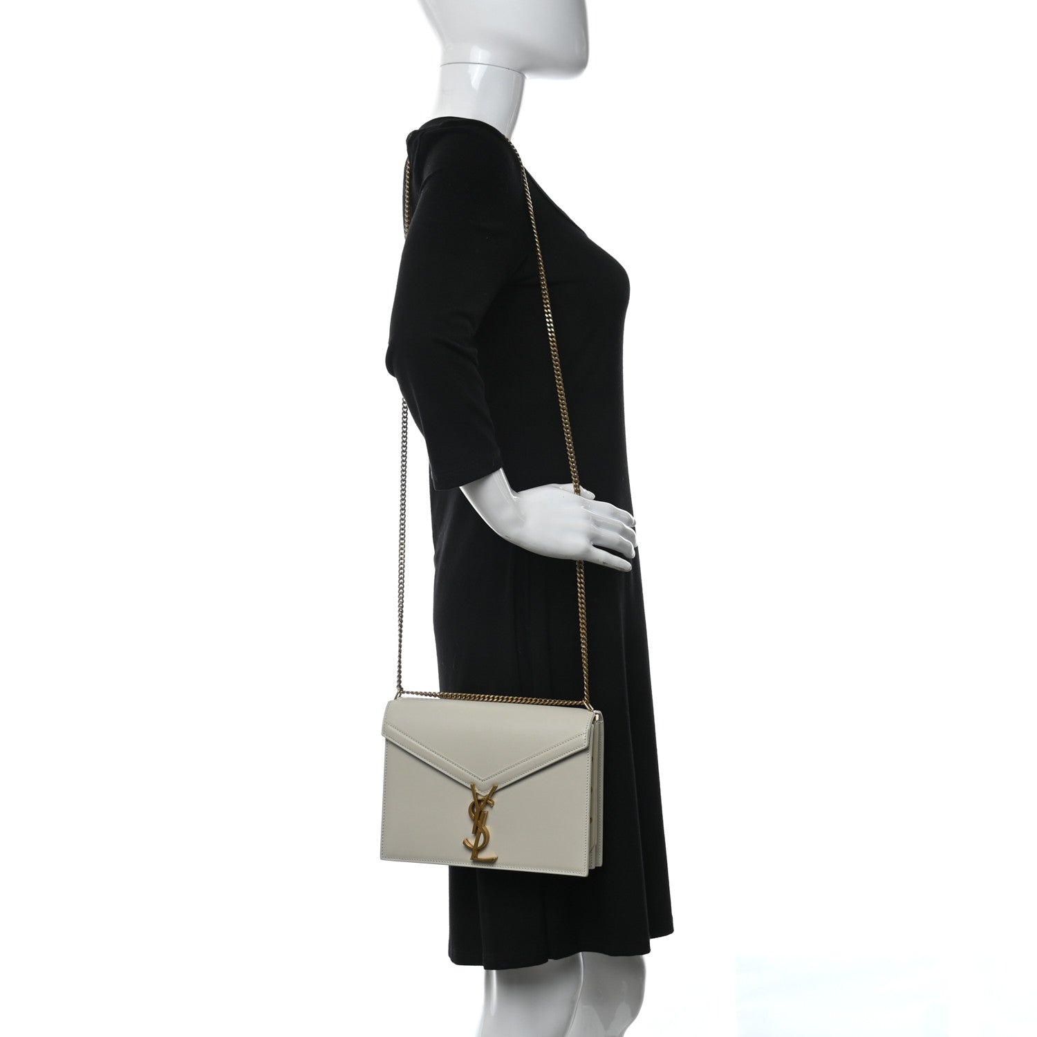 Saint Laurent Smooth Calfskin Monogram Cassandra Clasp Bag Crema Soft 2 of 13