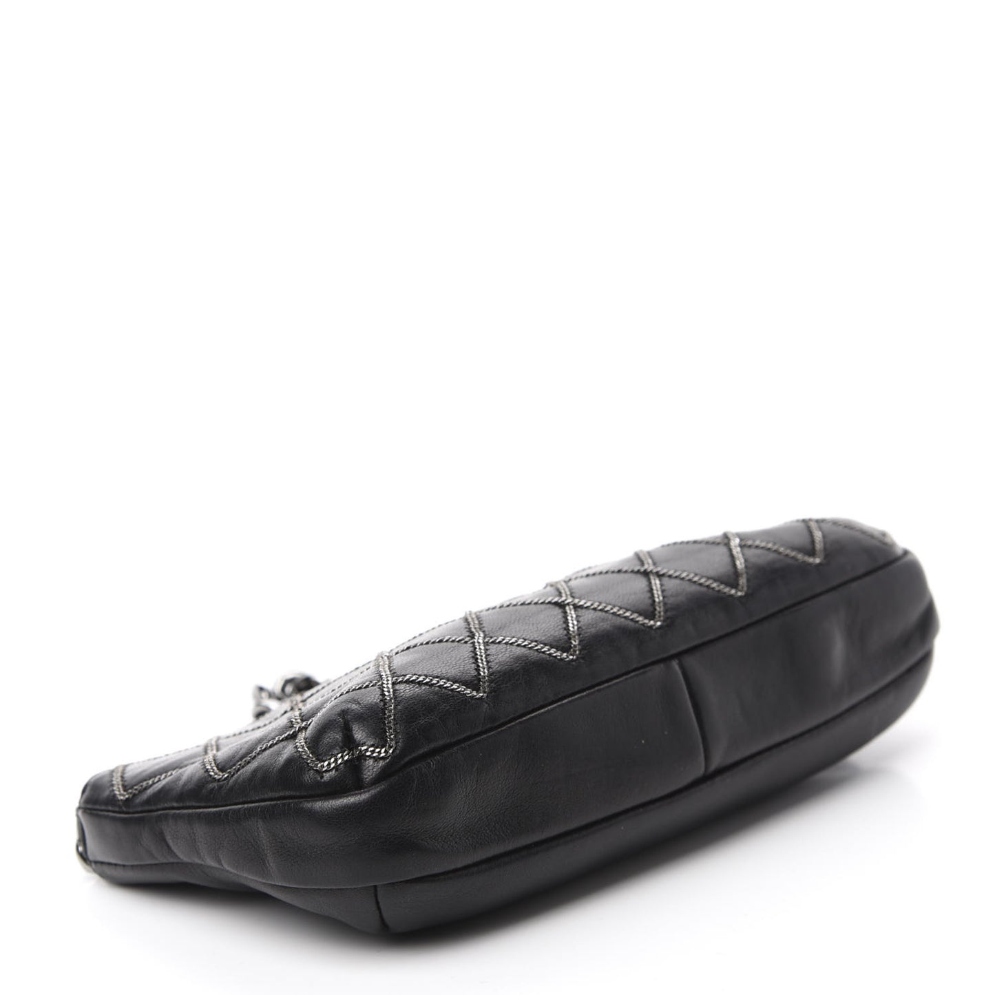 Calfskin Chain Stitch Clutch Black
