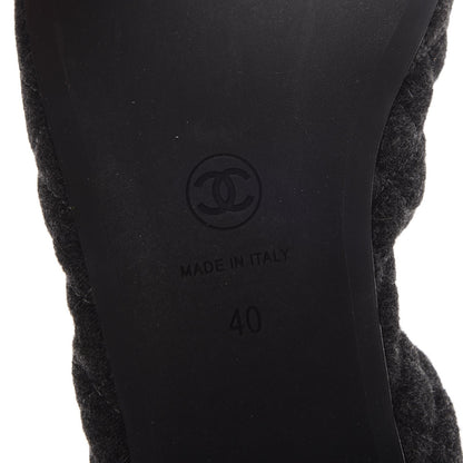 Chanel Tweed Quilted Camellia Cap Toe Ballerina Flats 40 Grey 8 of 11