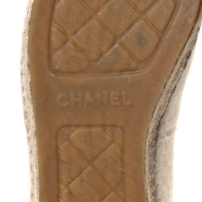 Chanel Tweed Velvet CC Espadrilles 37 Ecru Black 7 of 9